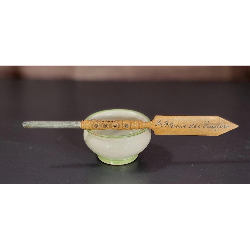 Antique Hand Carved Stanhope Dip Pen/Letter Opener - Sainte Anne De Beaupre